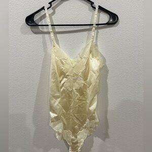 Vintage Ashley Taylor Cream Lace bodysuit Slip teddy lingerie size small